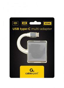 GEMBIRD GEMBIRD MULTI ADAPTER USB TYP-C (M) -> USB TYP-C; USB 3.0; HDMI SZARY - 2876394381