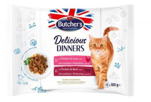 Butcher's Delicious Dinners z kurczakiem i wtrbk/ z kurczakiem i woowin 4x100g - 2877917752