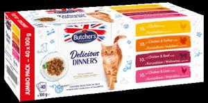 Butcher's Delicious Dinners Jumbo Pack, karma dla kota, kawaki z kurczakiem/kurczakiem i indykiem/k - 2878393971
