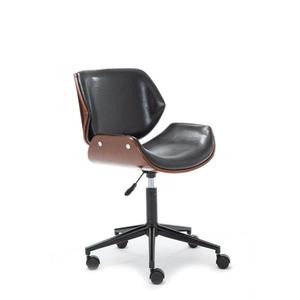 Fotel biurowy, gabinetowy, krzeso, ekoskra, tony, czarny, orzech - 2865073349