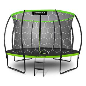 Trampolina ogrodowa z siatk wewntrzn, 374 cm, czarny, zielony - 2875032304