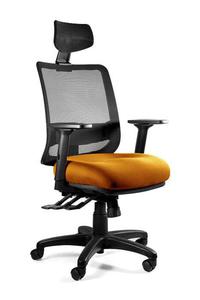 Fotel ergonomiczny do biura, Saga Plus, mandarin - 2873531362