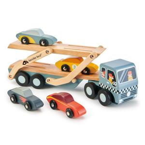 Drewniana laweta z samochodami Tender Leaf Toys - 2871493887