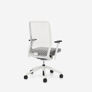 YOUTEAM Fotel Obrotowy SWIVEL CHAIR LB EL PEARL WHITE | Niskie Oparcie Elasto-Net | Wersja Perowobiaa PW | Zgodny z Rozporzdzeniem z 2023 roku - 2868995752