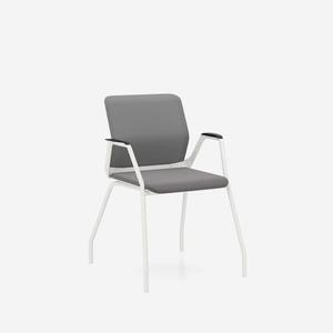 YOUTEAM Krzeso konferencyjne FRAME CHAIR 4L UPH PEARL WHITE | Tapicerowane Oparcie i Siedzisko | na 4 nogach | Wersja perowobiaa PW | Podokietniki - 2877744082