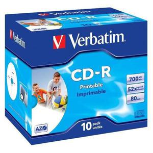 Verbatim CD-R, 43325, DataLife PLUS, 10-pack, 700MB, Super Azo, 52x, 80min., 12cm, Wide Printable, jewel box, Standard, do archiwi - 2878760774