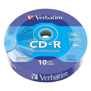 Verbatim CD-R, 43725, 10-pack, 700MB, Extra Protection, 52x, 80min., 12cm, wrap, Standard, do archiwizacji danych - 2878611515