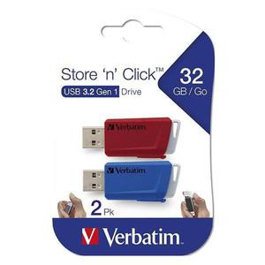 Verbatim USB flash disk, USB 3.0 (3.2 Gen 1), 32GB, Store N Click, mix kolorw, 49308, USB A, z wysuwanym zczem. 2 szt - 2878611516