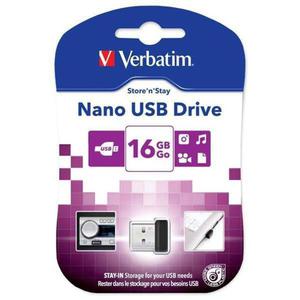 Verbatim USB flash disk, USB 2.0, 16GB, Nano, Store N Stay, czarny, 97464, USB A - 2878611527