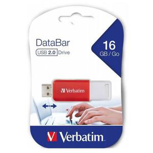 Verbatim USB flash disk, USB 2.0, 16GB, DataBar, czerwony, 49453, do archiwizacji danych - 2878061461