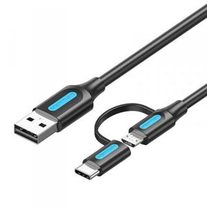 Kabel USB 2w1 USB 2.0 do USB-C/Micro-B USB Vention CQDBF, 1m (czarny) - 2878611834