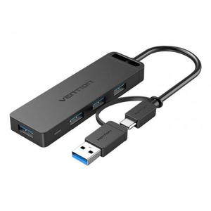 Hub 2 w 1 z interfejsem USB-C, 4 portami USB 3.0 oraz zasilaniem Vention CHTBB 0,15 m - 2878067138