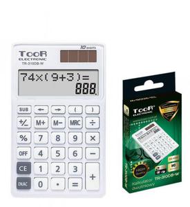Kalkulator dwuliniowy 10cyfr Toor Electronic TR-310DB-W 120-1904 biay zasilanie solarne + bateria 118x70x10mm - 2878067413