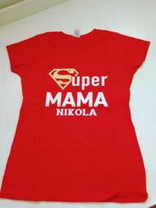 Koszulka damska M czerwona Super mama Nikola - 2861737567