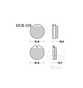 Klocki hamulcowe TRW Lucas MCB35 (2 szt.) do Honda CB 250 G, CB 350 F Four, CB 360 G5, CB 400 F Four, CB 500 K Four, CB 500 T Tw - 2873435600