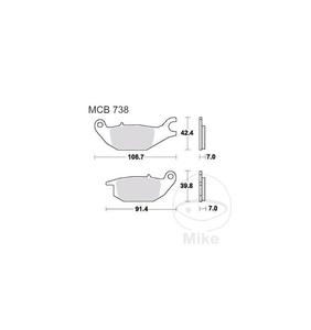 Klocki hamulcowe TRW Lucas MCB738 (2 szt.) do AJS CR3 125 Regal Raptor / Honda CBR 125 R, CBR 125 RW, CBR 125 R, CBR 125 RW, CBR - 2873705233