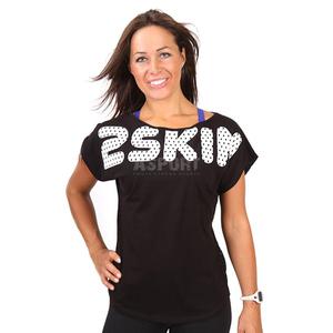 Koszulka damska, fitness, do taca, na zumb BLACK BOW 2skin Rozmiar: M Kolor: czarno-biay