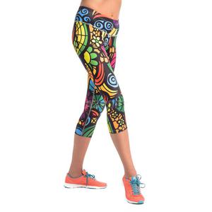 Legginsy, getry damskie, na fitness 3/4 OSTK-04L Nessi Rozmiar: M/L Kolor: czarny + wzór