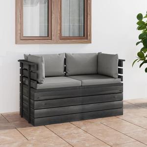 VidaXL Ogrodowa sofa 2-osobowa z palet, z poduszkami, drewno sosnowe - 2877106508