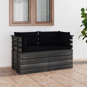 VidaXL Ogrodowa sofa 2-osobowa z palet, z poduszkami, drewno sosnowe - 2877109703