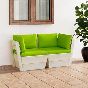 VidaXL Ogrodowa sofa 2-osobowa z palet, z poduszkami, drewno wierkowe - 2877109860