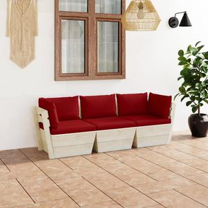 VidaXL Ogrodowa sofa 3-osobowa z palet, z poduszkami, drewno wierkowe - 2877109867