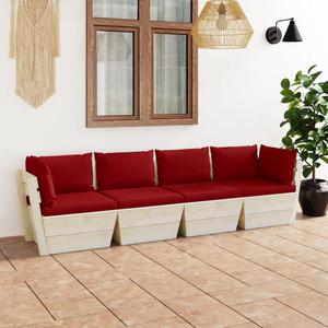 VidaXL Ogrodowa sofa 4-osobowa z palet, z poduszkami, drewno wierkowe - 2877109868