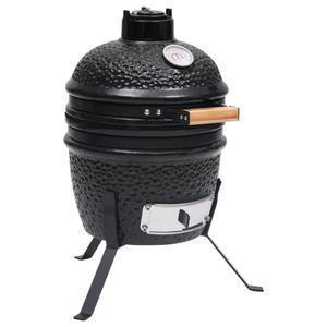 VidaXL Ceramiczny grill kamado z wdzarni, 2-w-1, 56 cm, czarny - 2876678800