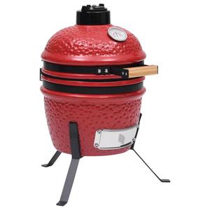 VidaXL Ceramiczny grill kamado z wdzarni, 2-w-1, 56 cm, czerwony - 2876679001