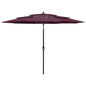 VidaXL 3-poziomowy parasol na aluminiowym supku, bordowy, 3 m - 2874622297