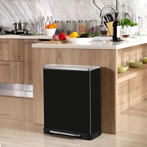 EKO Kosz na mieci z pedaem E-Cube, 28 L+18 L, matowy, czarny - 2876869688