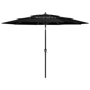 VidaXL 3-poziomowy parasol na aluminiowym supku, czarny, 3 m - 2874624527