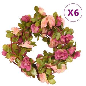 VidaXL Sztuczne girlandy kwiatowe, 6 szt., rana czerwie, 250 cm - 2874615395