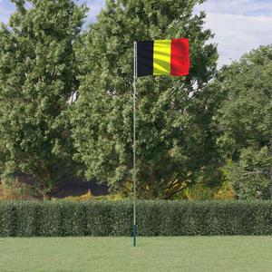 VidaXL Flaga Belgii z masztem, 5,55 m, aluminium - 2876675372