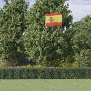 VidaXL Flaga Hiszpanii z masztem, 5,55 m, aluminium - 2876675508