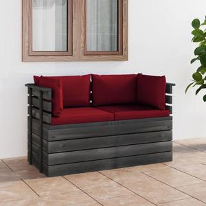 VidaXL Ogrodowa sofa 2-osobowa z palet, z poduszkami, drewno sosnowe - 2877082069