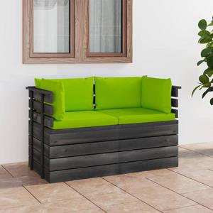 VidaXL Ogrodowa sofa 2-osobowa z palet, z poduszkami, drewno sosnowe - 2877082077