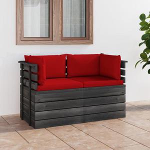 VidaXL Ogrodowa sofa 2-osobowa z palet, z poduszkami, drewno sosnowe - 2877082081