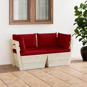 VidaXL Ogrodowa sofa 2-osobowa z palet, z poduszkami, drewno wierkowe - 2877082235