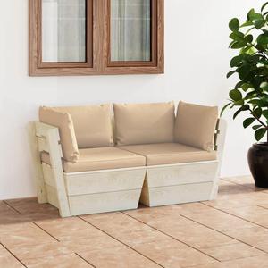 VidaXL Ogrodowa sofa 2-osobowa z palet, z poduszkami, drewno wierkowe - 2877082245