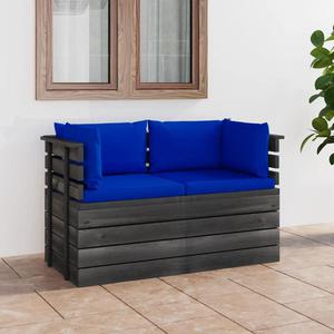 VidaXL Ogrodowa sofa 2-osobowa z palet, z poduszkami, drewno sosnowe - 2877091863