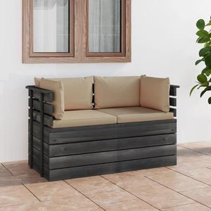 VidaXL Ogrodowa sofa 2-osobowa z palet, z poduszkami, drewno sosnowe - 2877091866