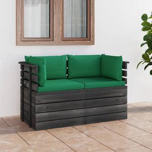 VidaXL Ogrodowa sofa 2-osobowa z palet, z poduszkami, drewno sosnowe - 2877091876