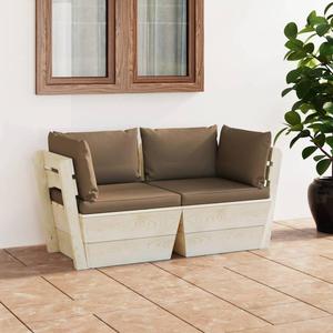 VidaXL Ogrodowa sofa 2-osobowa z palet, z poduszkami, drewno wierkowe - 2877092042