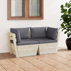 VidaXL Ogrodowa sofa 2-osobowa z palet, z poduszkami, drewno wierkowe - 2877092043