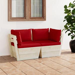 VidaXL Ogrodowa sofa 2-osobowa z palet, z poduszkami, drewno wierkowe - 2877092055