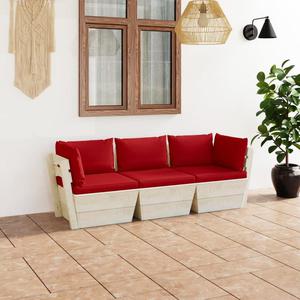 VidaXL Ogrodowa sofa 3-osobowa z palet, z poduszkami, drewno wierkowe - 2877092058