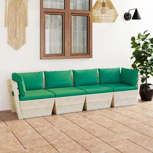 VidaXL Ogrodowa sofa 4-osobowa z palet, z poduszkami, drewno wierkowe - 2877092065