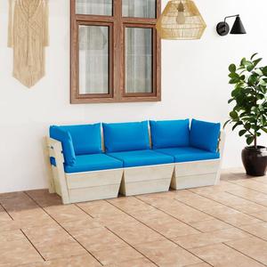 VidaXL Ogrodowa sofa 3-osobowa z palet, z poduszkami, drewno wierkowe - 2877092076