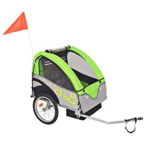 VidaXL Rowerowa przyczepka dla dzieci, szaro-zielona, 30 kg - 2877093986